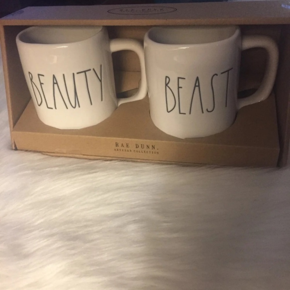 Rae Dunn beauty and beast mugs
